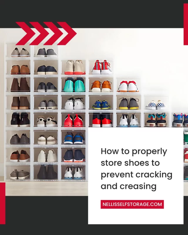 👟 Proper shoe storage preserves shape, prevents cracking, and extends footwear life. Use these tips to keep your shoes in great condition:

📦 𝗖𝗹𝗲𝗮𝗻 𝗕𝗲𝗳𝗼𝗿𝗲 𝗦𝘁𝗼𝗿𝗶𝗻𝗴: Wipe off dirt and moisture to prevent stains, mold, or material damage over time.

📦 𝗨𝘀𝗲 𝗦𝗵𝗼𝗲 𝗧𝗿𝗲𝗲𝘀 𝗼𝗿 𝗦𝘁𝘂𝗳𝗳𝗶𝗻𝗴: Insert cedar shoe trees or crumpled acid-free paper to preserve the shape and prevent deep creases.

📦 𝗞𝗲𝗲𝗽 𝗶𝗻 𝗕𝗼𝘅𝗲𝘀 𝗼𝗿 𝗕𝗶𝗻𝘀: Store shoes in original boxes or clear bins to protect them from dust and stack them neatly.

📦 𝗔𝘃𝗼𝗶𝗱 𝗗𝗶𝗿𝗲𝗰𝘁 𝗦𝘂𝗻𝗹𝗶𝗴𝗵𝘁 𝗮𝗻𝗱 𝗛𝘂𝗺𝗶𝗱𝗶𝘁𝘆: Choose a cool, dry space to prevent material breakdown, especially for leather or suede.

📦 𝗟𝗮𝗯𝗲𝗹 𝗳𝗼𝗿 𝗘𝗮𝘀𝘆 𝗔𝗰𝗰𝗲𝘀𝘀: Label each box or bin so you can quickly find the pair you need without digging through everything.

✅ Taking the time to store your shoes properly helps protect your investment and keeps them looking their best for years to come.

📌 𝗪𝗮𝘀 𝘁𝗵𝗶𝘀 𝗵𝗲𝗹𝗽𝗳𝘂𝗹? Follow us for more smart self storage tips and tricks! ✨

#shoes #shoetree #boxes #bins #label #storagetips #selfstorage #storagespace #movingtips #storagerental #organizedliving #nellisselfstorage #lasvegas