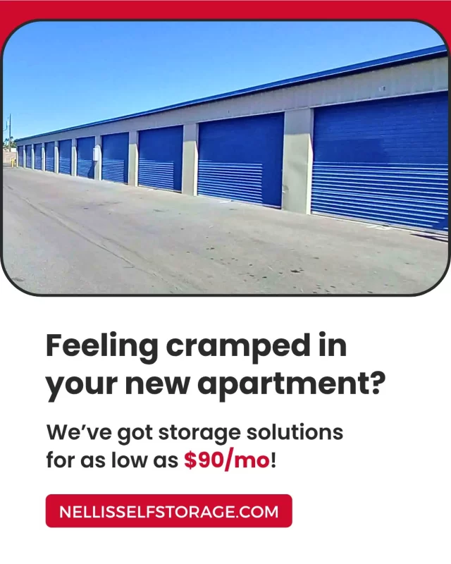 We have storage units starting at 𝗷𝘂𝘀𝘁 $𝟵𝟬/𝗺𝗼𝗻𝘁𝗵—perfect for apartment living when space is tight but your belongings still matter.

✅ 𝗠𝗮𝗸𝗲 𝗥𝗼𝗼𝗺 𝘁𝗼 𝗕𝗿𝗲𝗮𝘁𝗵𝗲 – Store extra furniture, boxes, and off-season items to keep your apartment clean and livable.
✅ 𝗗𝗲𝗰𝗹𝘂𝘁𝘁𝗲𝗿 𝗪𝗶𝘁𝗵𝗼𝘂𝘁 𝗗𝗼𝘄𝗻𝘀𝗶𝘇𝗶𝗻𝗴 – Enjoy your new home without feeling overwhelmed by stuff you don’t use every day.
✅ 𝗙𝗹𝗲𝘅𝗶𝗯𝗹𝗲 𝗥𝗲𝗻𝘁𝗮𝗹 𝗢𝗽𝘁𝗶𝗼𝗻𝘀 – Rent for a month or longer—our storage works with your budget and timeline.
✅ 𝗘𝗮𝘀𝘆 𝗔𝗰𝗰𝗲𝘀𝘀, 𝗘𝘃𝗲𝗿𝘆𝗱𝗮𝘆 𝗖𝗼𝗻𝘃𝗲𝗻𝗶𝗲𝗻𝗰𝗲 – Get in and out on your schedule with extended access hours, Monday through Sunday, 7:00 AM to 7:00 PM.

With clean, well-maintained units and pricing that fits your budget, we make small-space living feel a whole lot bigger.

📌 𝗪𝗮𝗻𝘁 𝘁𝗼 𝗲𝘅𝗽𝗹𝗼𝗿𝗲 𝗮𝘃𝗮𝗶𝗹𝗮𝗯𝗹𝗲 𝘂𝗻𝗶𝘁 𝘀𝗶𝘇𝗲𝘀, 𝗽𝗿𝗶𝗰𝗶𝗻𝗴, 𝗮𝗻𝗱 𝗳𝗲𝗮𝘁𝘂𝗿𝗲𝘀?
🔗 LINK IN BIO

#apartment #downsizing #declutter #rentaloptions #storage #garage #convenientstorage #stressfree #storagerental #selfstorage #selfstorageunit #storagefacility #nellisselfstorage #lasvegas